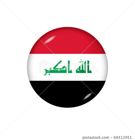 Round flag of Iraq. Vector illustration. Button, icon, glossy ba 69312951