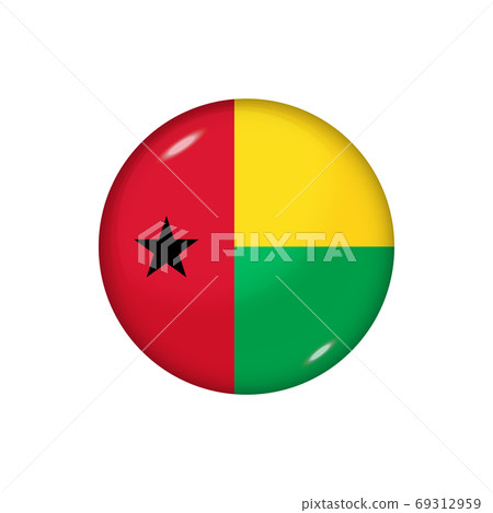 Round flag of Guinea Bissau. Vector illustration. Button, icon, 69312959