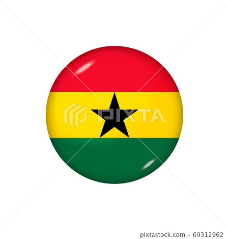 Round flag of Ghana. Vector illustration. Button, icon, glossy b Round flag of Ghana. Vector illustration. Button, icon, glossy b 69312962