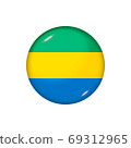 Round flag of Gabon. Vector illustration. Button, icon, glossy b 69312965
