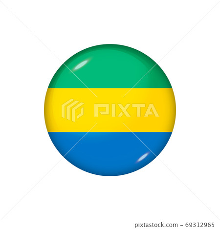 Round flag of Gabon. Vector illustration. Button, icon, glossy b 69312965