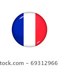 Round flag of France. Vector illustration. Button, icon, glossy 69312966