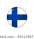 Round flag of Finland. Vector illustration. Button, icon, glossy 69312967