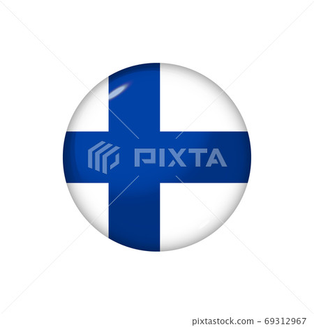 Round flag of Finland. Vector illustration. Button, icon, glossy Round flag of Finland. Vector illustration. Button, icon, glossy 69312967
