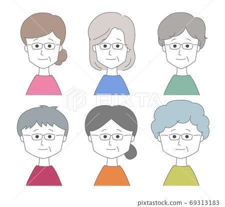 Illustration of a group of senior women (glasses) 69313183