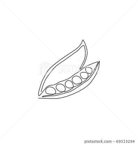 One single line drawing whole healthy organic green pea for farm logo identity 69313284