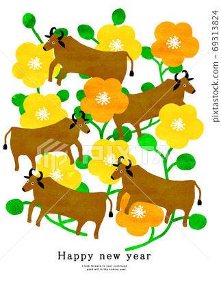 新年賀卡的2033牛年模板 新年賀卡的2033牛年模板 69313824