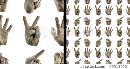 Seamless pattern. Hand gestures. Human palm. Printing on fabric. Concept for design. Illustration Seamless pattern. Hand gestures. Human palm. Printing on fabric. Concept for design. Illustration 69313950