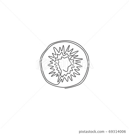 One continuous line drawing half sliced healthy organic for orchard logo identity One continuous line drawing half sliced healthy organic for orchard logo identity 69314006
