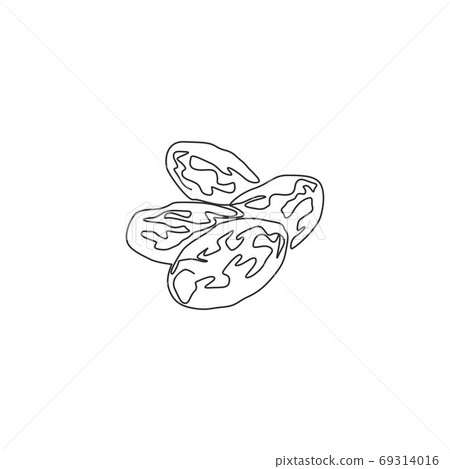 One single line drawing of whole heap healthy organic fruit dates for orchard logo identity One single line drawing of whole heap healthy organic fruit dates for orchard logo identity 69314016