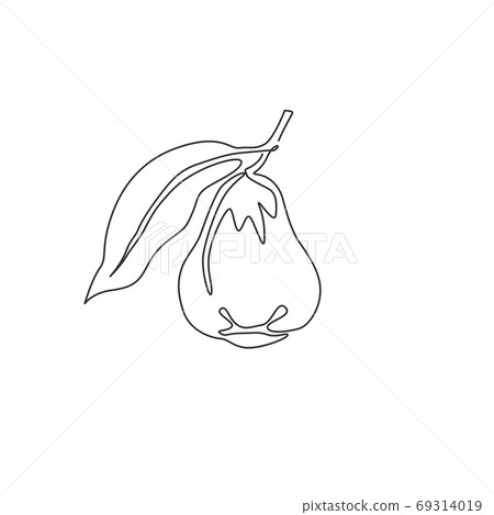 One single line drawing of whole healthy organic bell fruit for orchard logo identity. 69314019