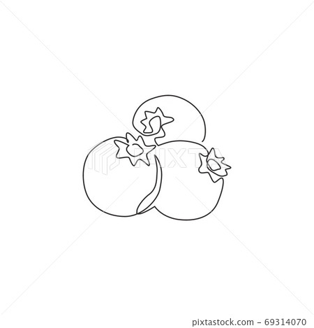 Single continuous line drawing of whole healthy organic blueberries for orchard logo identity Single continuous line drawing of whole healthy organic blueberries for orchard logo identity 69314070