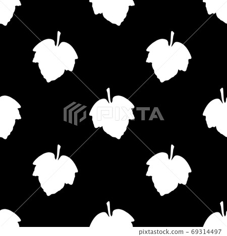 White leaves on black background. Seamless pattern. Vector illustration. Great for use as an additional design. For decorating thematic banners, cards, prints, textiles, fabric, more creatives ideas. 69314497