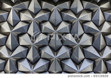 Abstract silver metal background. Geometric metal pattern angular cladding 69316698