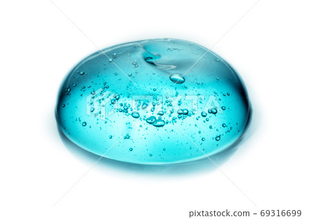 Cosmetic Cream Gel Texture Isolated On White Background. Close Up Of Green Transparent Drop Of Skin Care Product. High Quality 69316699