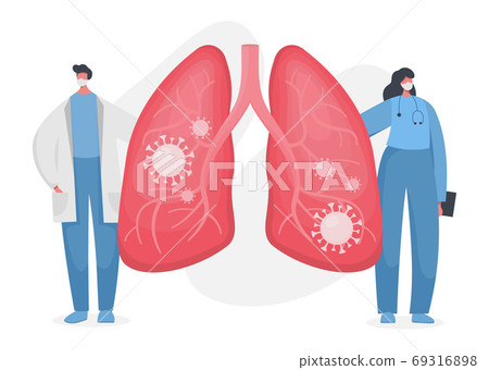 Doctors show human lungs infected with covid 69316898