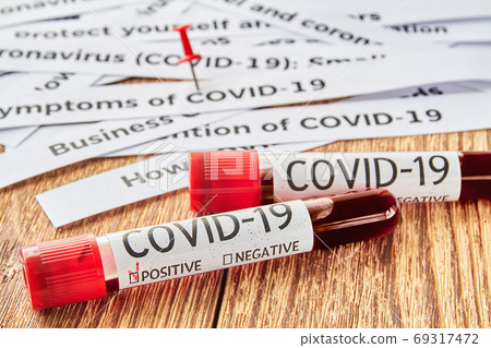 Conceptual photo. Blood test samples for presence 69317472