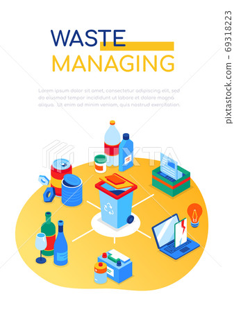 Waste managing - modern colorful isometric web banner Waste managing - modern colorful isometric web banner 69318223