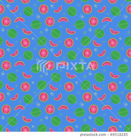 seamless pattern of whole watermelons and... - Stock Illustration ...