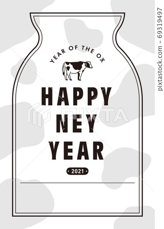 插圖素材:2021年簡單時尚的牛紋新年賀卡模板 插圖素材:2021年簡單時尚的牛紋新年賀卡模板 69319497