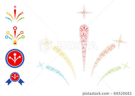 Star Fireworks Recursive Mosaic of Self Items - Stock Illustration ...