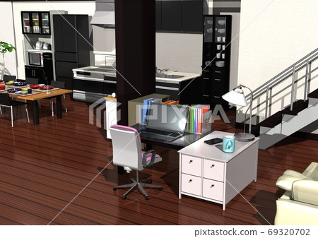 3DCG在家工作，遠程工作，SOHO，遠程辦公，自由職業者等的圖像 69320702