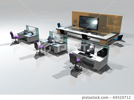Office image (3DCG) for measures against infectious diseases such as new coronavirus 69320712