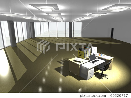 3DCG image that expresses the shape and problems of offices in modern society in the spotlight 69320717