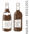 復古和時尚的線條畫插圖素材：酒瓶 69321201