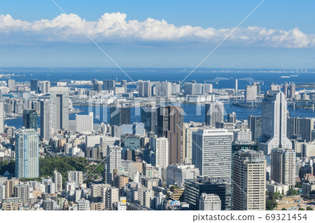 Cityscape Tokyo Bay overlooking the skyscrapers of Tokyo Bay and the Boso Peninsula Cityscape Tokyo Bay overlooking the skyscrapers of Tokyo Bay and the Boso Peninsula 69321454