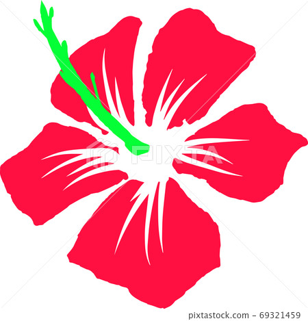 Cute red hibiscus illustration of tropical image 69321459