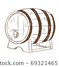 復古和時尚的插圖素材：畫線酒桶 69321465