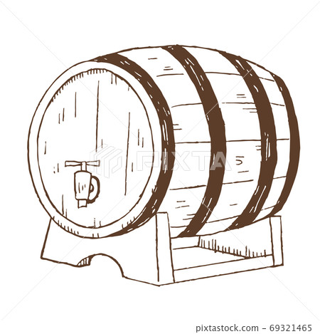 Retro and fashionable illustration material: Line art wine barrel Retro and fashionable illustration material: Line art wine barrel 69321465