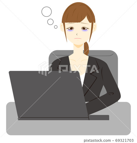 PC female office worker fatigue sleepiness PC female office worker fatigue sleepiness 69321703