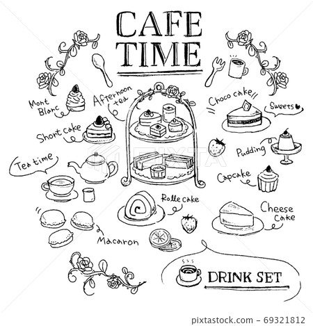 Line drawing cafe menu material Cafe time 69321812