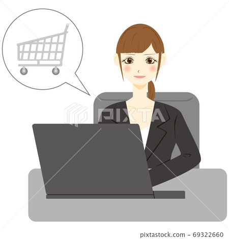 PC female office worker shopping cart PC female office worker shopping cart 69322660