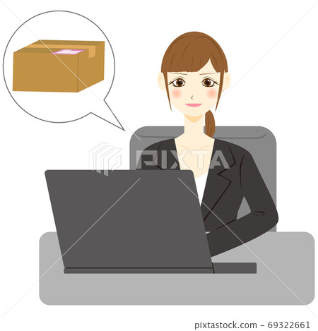 PC female office worker shopping luggage PC female office worker shopping luggage 69322661