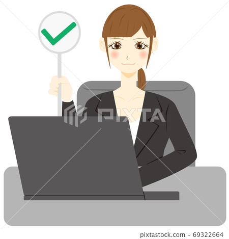 PC female office worker check 69322664