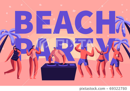 Summer Beach Party Vacation Rave Typography Banner Summer Beach Party Vacation Rave Typography Banner 69322780