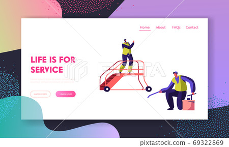 Cleaning Service Team in Airport Landing Page Cleaning Service Team in Airport Landing Page 69322869