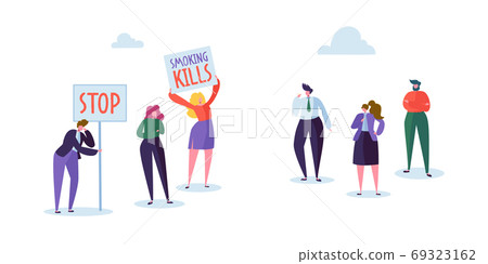 Anti Smoking Picket Healthy Life Concept Character Anti Smoking Picket Healthy Life Concept Character 69323162