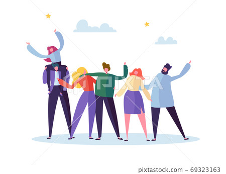 Group of Happy Young Male and Female Character Group of Happy Young Male and Female Character 69323163