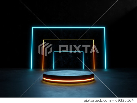 Abstract black background, Futuristic pedestal for product Abstract black background, Futuristic pedestal for product 69323164
