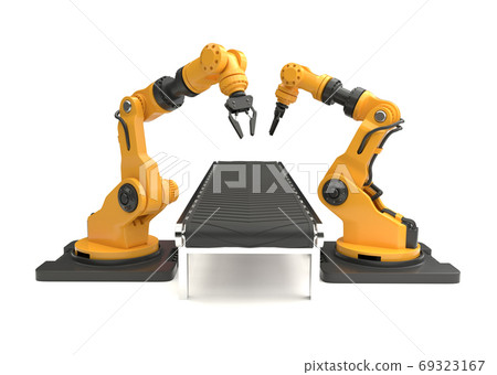 robotic arm on white background robotic arm on white background 69323167