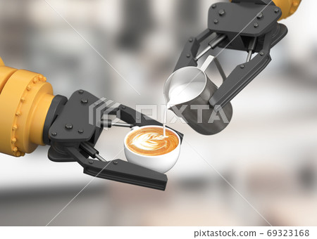 Robotic arm make latte art Robotic arm make latte art 69323168