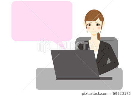 PC female office worker speech bubble PC female office worker speech bubble 69323175