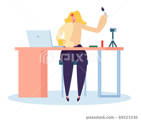 Girl Beauty Blogger Recording Makeup Video 69323330