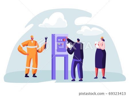Oil and Gas Industry Concept with Man Character Oil and Gas Industry Concept with Man Character 69323413