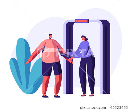 Airport Security Check Concept Guard Character Airport Security Check Concept Guard Character 69323463