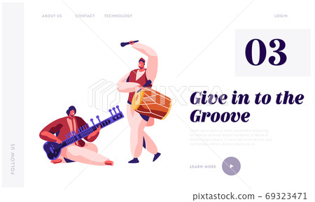 Indian Musician Playing Musical Instrument 69323471